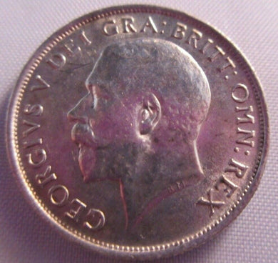1914 KING GEORGE V BARE HEAD aUNC .925 SILVER ONE SHILLING COIN IN CLEAR FLIP