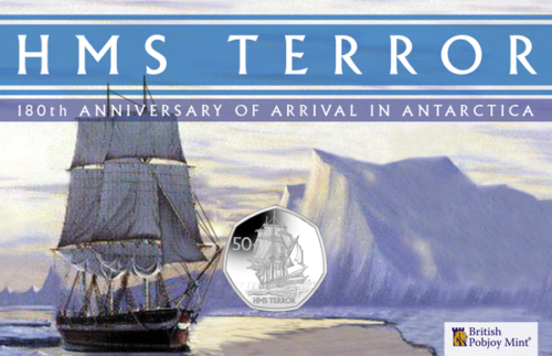 2021 British Antarctica 50p Coin HMS TERROR 50 Pence Limited Edition Of 2750