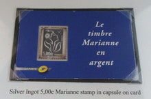 Load image into Gallery viewer, 2005 FRANCE €5 EURO .999 SILVER INGOT STAMP ON CARD IN CLEAR FOLDER SLEEVE
