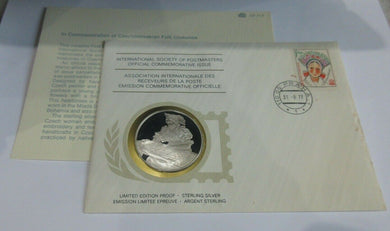 1977 Czechoslovakia Folk Costume INT'L Society of Postmasters Silver Proof Medal