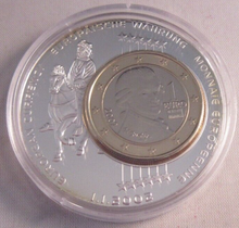 Load image into Gallery viewer, 2002 THE NEW MONEY OF EUROPE SILVER PLATED 40MM MEDALLION INSET EURO CAP &amp; COA
