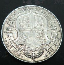 Load image into Gallery viewer, 1915 GEORGE V BARE HEAD FIRST COIN HALF 1/2 CROWN SPINK 4011 CROWNED SHIELD Cc3
