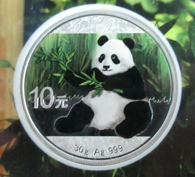 2017 China Panda Coloured Edition 1oz .999 Silver Proof 10 Yuan with COA