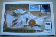 Load image into Gallery viewer, 1901-2001 100TH ANNIVERSARY OF POWERED FLIGHT 2001 QUARTER DOLLAR COIN COVER PNC
