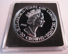 Load image into Gallery viewer, 1993 QEII CORONATION ANNIVERSARY SILVER PROOF 20 CROWNS COIN BOX &amp; COA
