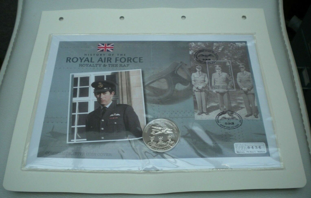 2008 ROYALTY & THE RAF, HISTORY OF THE ROYAL AIR FORCE BUNC £5 COIN COVER PNC