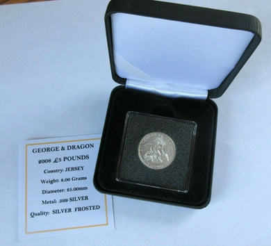 2008 ST GEORGE & THE DRAGON JERSEY 2008 SILVER FROSTED BU £5 COIN BOX & COA