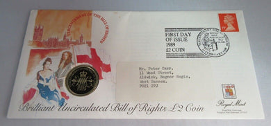 TERCENTENARY OF THE BILL OF RIGHTS MINT BUNC £2 COIN COVER PNC, STAMPS, INFO