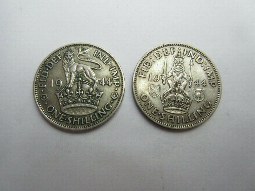 1944 KING GEORGE VI SILVER SHILLING ENLISH & SCOTTISH COLLECTABLE GRADE