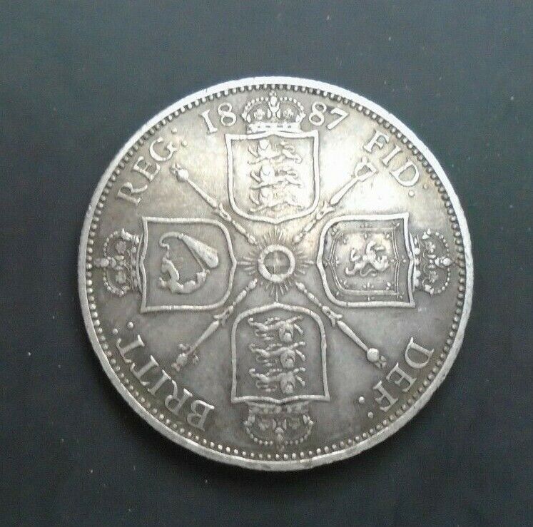 1887 VICTORIA FLORIN TWO SHILLINGS JUBILEE BUST Spink 3925 SCARCE COIN Cc6