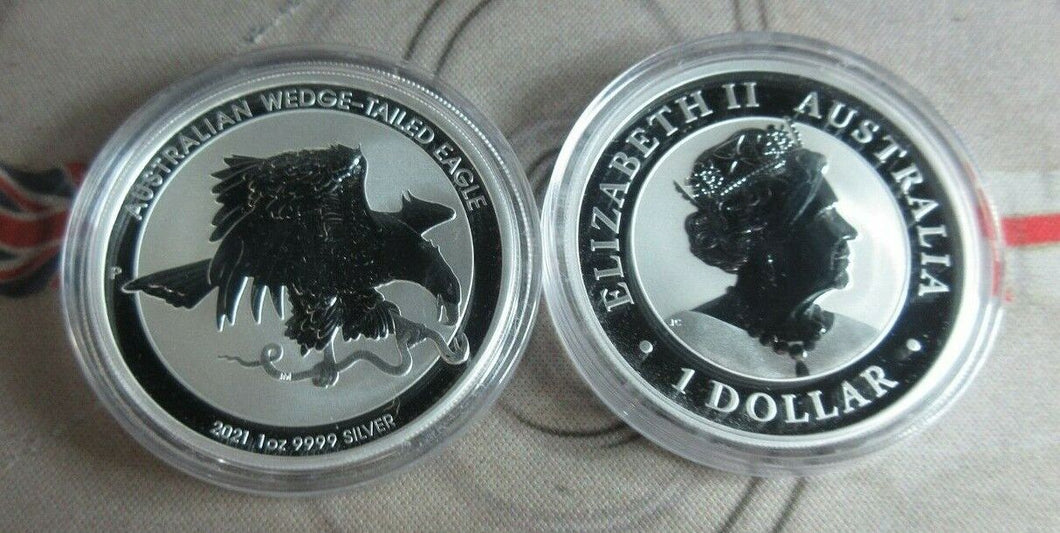 Wedge-Tailed Eagle 2021 Australian 1oz .999 Silver BUnc $1 Coin In Capsule