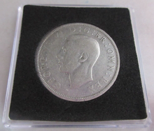 Load image into Gallery viewer, 1939 GEORGE VI BARE HEAD HALF CROWN .500 F+ IN QUADRANT CAPSULE
