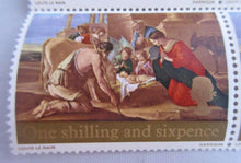 Load image into Gallery viewer, 1967 NATIVITY LOUIS LE NAIN BLOCK OF EIGHT ONE SHILLING &amp; SIXPENCE STAMPS MNH
