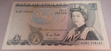 Load image into Gallery viewer, 1988 GILL QEII FIVE POUND £5 NOTE MARCH 1988 UNC RJ27 778141
