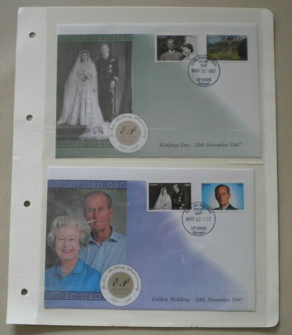 1947-1997 WEDDING DAY & GOLDEN WEDDING QEII & PRINCE PHILIP DOUBLE STAMP COVER