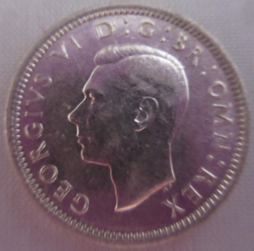1943 KING GEORGE VI BARE HEAD .500 SILVER UNC 6d SIXPENCE COIN IN CLEAR FLIP