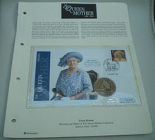 Load image into Gallery viewer, 1900-2002 HER MAJESTY QUEEN ELIZABETH THE QUEEN MOTHER MEMORIAL £5 COINCOVER PNC
