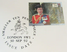 Load image into Gallery viewer, 1992 FAREWELL TO THE FLORIN INTRODUCTION OF THE SMALLER TEN PENCE COIN COVER PNC
