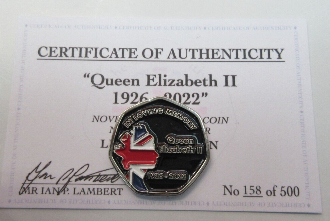 In Memory Queen Elizabeth II 1926 - 2022 Rare 50p Shaped Coin Limited