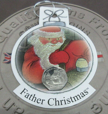 2020 Father Christmas 50p Coin - Cupro Nickel Diamond Finish in a decoration Cc1