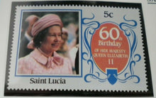 Load image into Gallery viewer, QUEEN ELIZABETH II THE 60TH BIRTHDAY OF HER MAJESTY SAINT LUCIA STAMPS MNH
