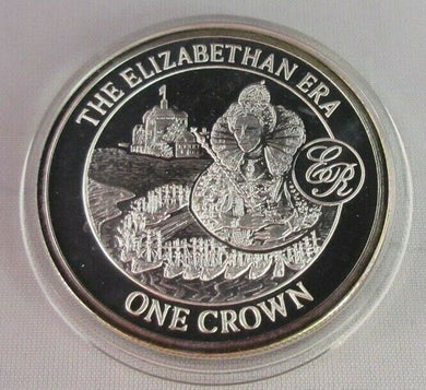 THE ELIZABETHAN ERA SILVER PLATED PROOF GIBRALTAR 2008 ONE CROWN COIN & CAPSULE