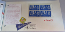 Load image into Gallery viewer, 1951 FESTIVAL OF BRITAIN 4D STAMP ROYAL MAIL STAMP FACSIMILE PACK
