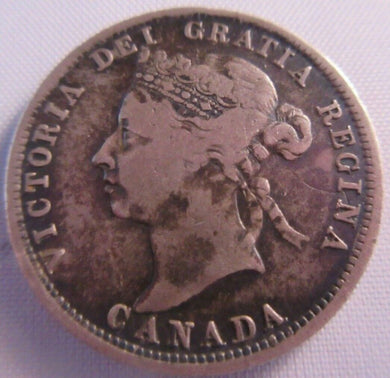 1899 CANADA 25 CENTS SILVER VF COIN IN PROTECTIVE CLEAR FLIP