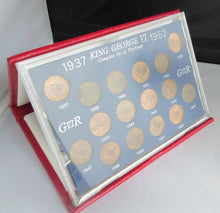 Load image into Gallery viewer, COMPLETE SET OF FARTHINGS GEORGE VI 1937-1952 UNC 16 COIN SET IN R/MINT RED BOOK
