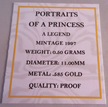 Load image into Gallery viewer, 1997 PORTRAITS OF A PRINCESS A LEGEND MINITURE MEDAL .585 GOLD PROOF BOX &amp; COA
