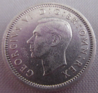 1940 GEORGE VI SILVER THRUPENCE 3d EF+ IN CLEAR PROTECTIVE FLIP