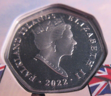 Load image into Gallery viewer, 2022 70 YEARS SINCE HM ACCESSION FALKLAND ISLANDS FIFTY PENCE 50P COIN PACK
