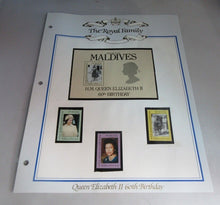 Load image into Gallery viewer, 1986 QUEEN ELIZABETH II 60TH BIRTHDAY MALDIVES STAMPS &amp; ALBUM SHEET
