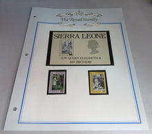 Load image into Gallery viewer, 1986 QUEEN ELIZABETH II 60TH BIRTHDAY SIERRA LEONE STAMPS &amp; ALBUM SHEET
