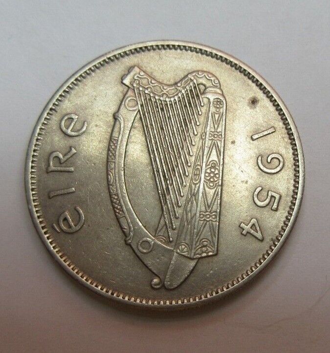 1954 Ireland EIRE FLORIN Coin reverse SALMON obverse Harp