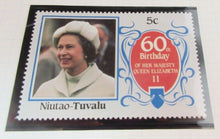 Load image into Gallery viewer, 1986 QUEEN ELIZABETH II 60TH BIRTHDAY NIUTAO TUVALU STAMPS &amp; ALBUM SHEET
