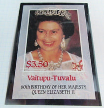 Load image into Gallery viewer, 1986 QUEEN ELIZABETH II 60TH BIRTHDAY VAITUPU TUVALU STAMPS &amp; ALBUM SHEET
