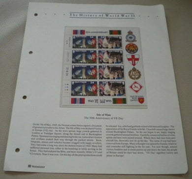 1945-1995 ISLE OF MAN  50TH ANNIVERSARY OF VE-DAY STAMPS MNH & INFORMATION SHEET