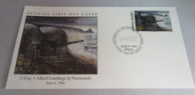 Load image into Gallery viewer, 1994 D-DAY ALLIED LANDINGS AT NORMANDY FIRST DAY STAMP COVERS X 2 &amp; ALBUM SHEET
