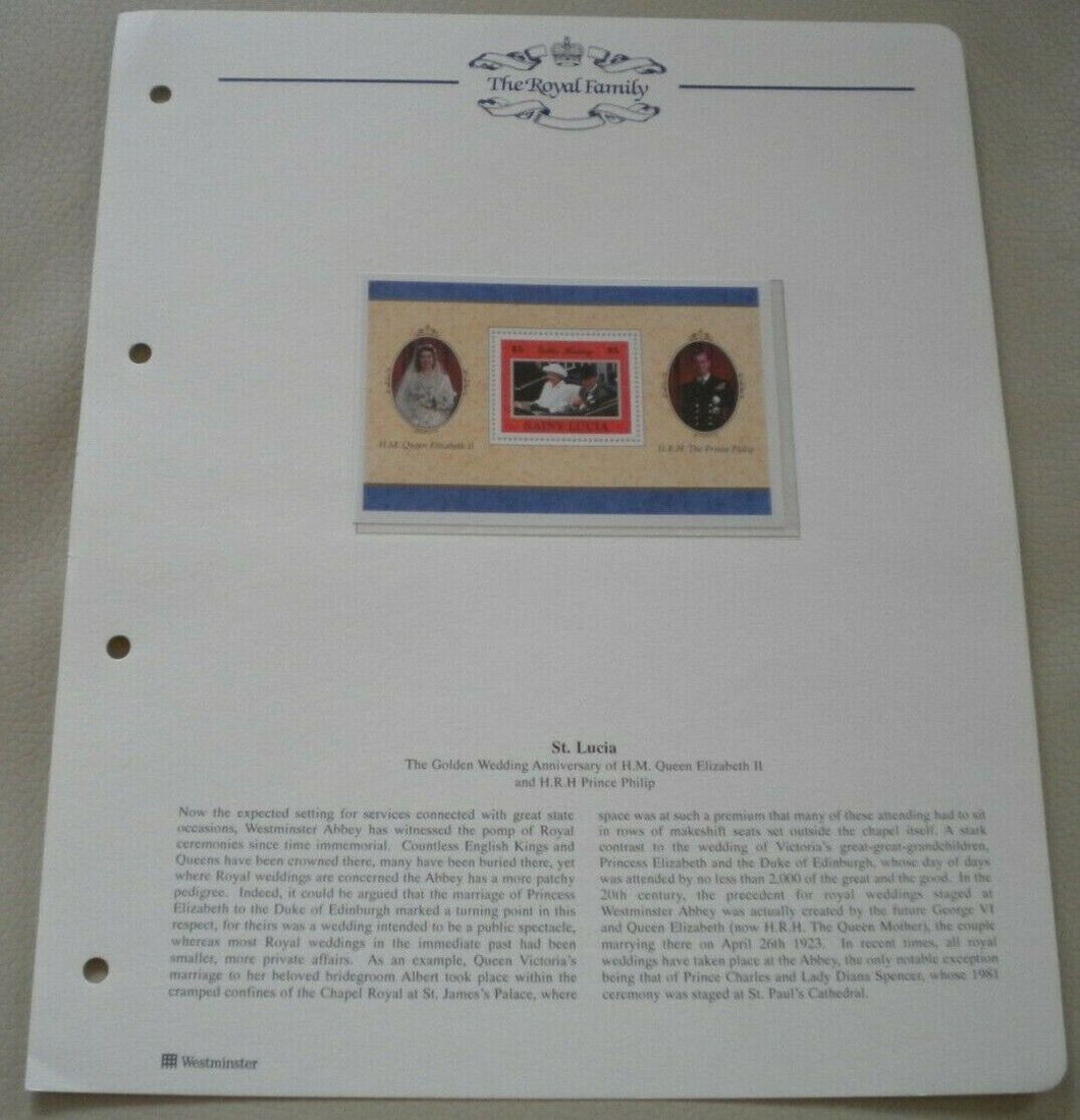 1947-1997 THE GOLDEN WEDDING ANNIVERSARY QEII P PHILIP  MNH STAMP MINISHEET/INFO