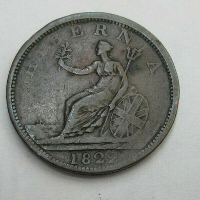 1822 WELLINGTON IRISH PENNY HYBERNIA IRELAND Non-local Penny token BOXED