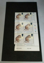 Load image into Gallery viewer, 1997 ENDANGERED SPECIES COMMON DORMOUSE 20p BLOCK OF 6 STAMPS MNH
