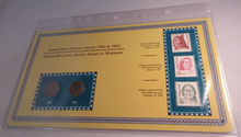 Load image into Gallery viewer, INDIAN HEAD PENNIES ISSUED 1902 &amp; 1903 WITH POSTAGE STAMPS ON ALBUM INFO SHEET
