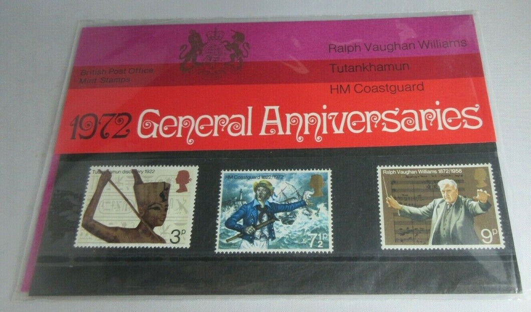 1972 GENERAL ANNIVERSARIES BRITISH POST OFFICE MINT STAMPS PRESENTATION PACK