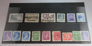 1940's & 1950's CANADA STAMPS WITH CLEAR FRONTED STAMP HOLDER