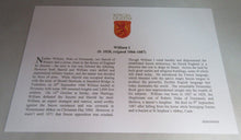 Load image into Gallery viewer, WILLIAM I REIGN 1066-1087 COMMEMORATIVE COVER INFORMATION CARD &amp; ALBUM SHEET
