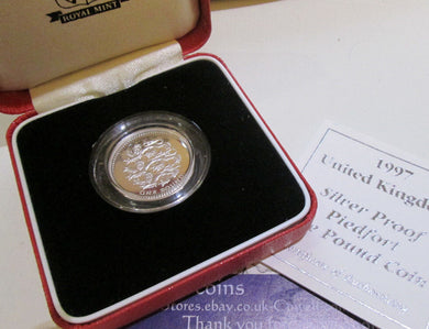 1997 £1 one pound ROYAL passant PIEDFORT silver proof coin COA boxed Cc1