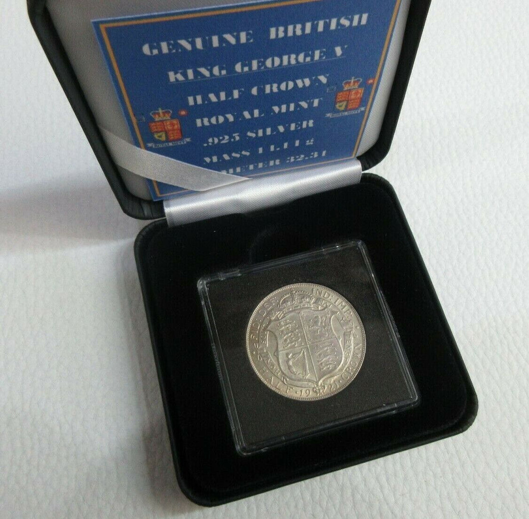 1921 HALF CROWN GEORGE V SILVER COIN SPINK REF 4021A CROWNED SHIELD BOX & COA