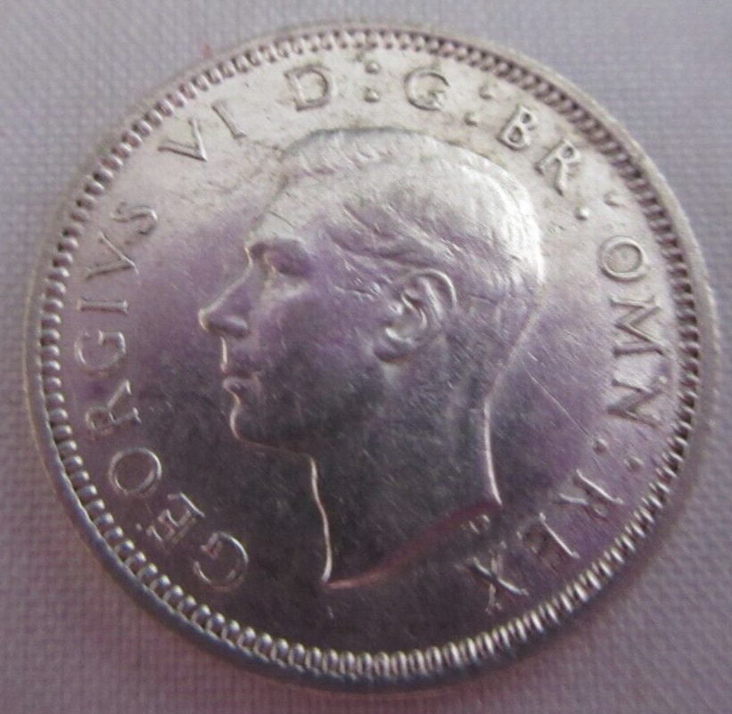 1941 KING GEORGE VI BARE HEAD .500 SILVER UNC 6d SIXPENCE COIN IN CLEAR FLIP