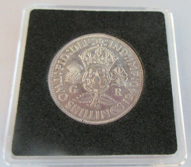 1940 KING GEORGE VI BARE HEAD .500 SILVER FLORIN TWO SHILLING COIN WITH CAPSULE